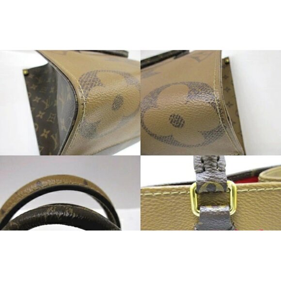 Authentic Louis Vuitton On The Go Tote Reverse Monogram Giant MM Brown Tan LV - Picture 11 of 15